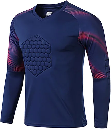 Vista 2 de Hansber Kids Boys Soccer Goalkeeper Jersey Padded Goalie Shirts Football Training Uniform Soccer Kit Sweatshirts