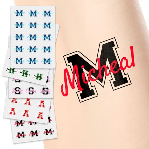 Vista 10 de Tatuajes temporales personalizados, tatuajes de flores de nacimiento personalizados para cumpleaños, boda, despedida de soltera, 1 juego de 15