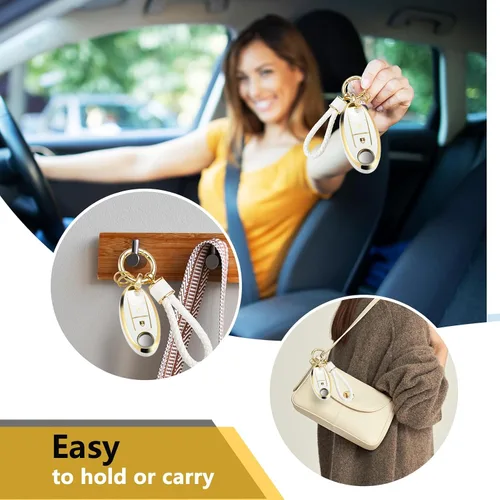 Vista 4 de Funda para llavero Nissan con llavero de cuerda trenzada de metal de lujo, funda suave mejorada para llave Nissan (solo 3 botones)