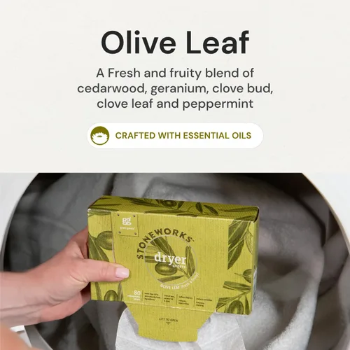 Vista 5 de Grab Green Stoneworks - Hojas compostables para secadora, aroma de rama de abedul, 80 unidades, suavizante de ropa a base de plantas y minerales que