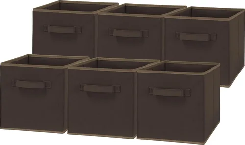 Vista 16 de Simple Houseware Contenedores de almacenamiento plegables de 11 pulgadas, color beige, paquete de 6 cubos de tela organizadores para armario