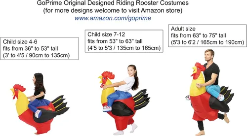 Vista 2 de Disfraz de gallo original, inflable, para Halloween, día de Pascua, 3638 ES