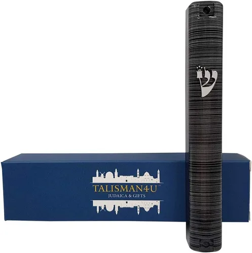 Vista 5 de TALISMAN4U Funda impermeable judía MEZUZAH con desplazamiento 3D de metal pintado diseño clásico Israel Judaica puerta Mezuza de plástico 5 pulgadas