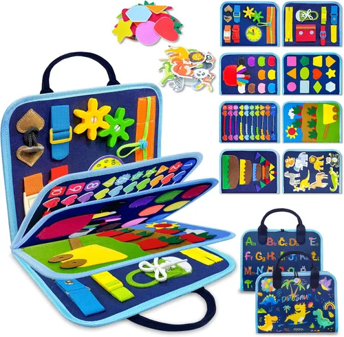 Vista 8 de Exorany Busy Board Juguetes Montessori para Niños Pequeños y Niñas Regalos de Cumpleaños, Juguetes Sensoriales para Niños Pequeños, Actividades