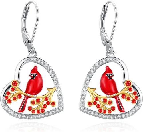 Vista 236 de Aretes colgantes de plata de ley con diseño de árbol de la vida, flor, abeja, animales, gato, colibrí, piedra lunar, turquesa, aretes con cierre