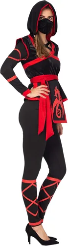 Vista 3 de Spooktacular Creations Disfraz de guerrero Ninja de Halloween para mujer con máscara Ninja