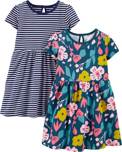 Vista 34 de Simple Joys by Carter's - Conjunto de vestido de manga corta y sin mangas para niña, paquete de 2