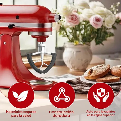 Vista 4 de Batidor de borde flexible para mezclador KitchenAid de cabeza inclinable de 4.5/5 cuartos de galón, accesorios de paleta de ayuda de cocina con Gris