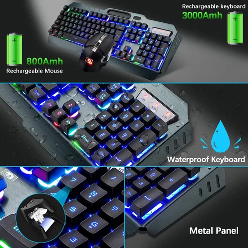 Vista 4 de Teclado y ratón recargables tapa para tecla suspendida