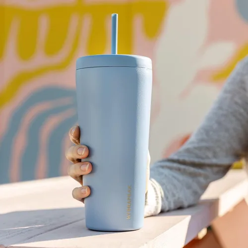 Vista 7 de Hydrapeak Traveler - Vaso aislado de acero inoxidable de 25 onzas, con aislamiento al vacío de doble pared, con tapa y pajilla, vaso aislado al