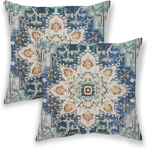 Vista 23 de BETGINY Fundas de almohada boho de 16x16 pulgadas, diseño étnico marrón beige, fundas de almohada decorativas para exteriores para sofá