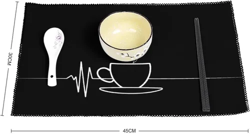 Vista 2 de Funny Heartbeat Coffee Cup Placemats Set of 6 Resistant Table Mats Washable Place Mats for Dinner Party Table Decoration