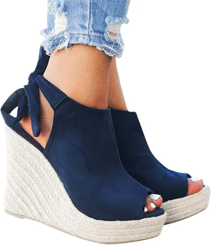 Vista 4 de Zapatos de trabajo antideslizantes para mujer y mujer, sandalias romanas con cordones para zapatos deportivos, Sandalias negras, azul oscuro, caqui