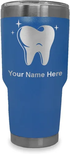 Vista 16 de LaserGram Vaso aislado al vacío de 20 onzas, con diente, grabado personalizado incluido (negro)