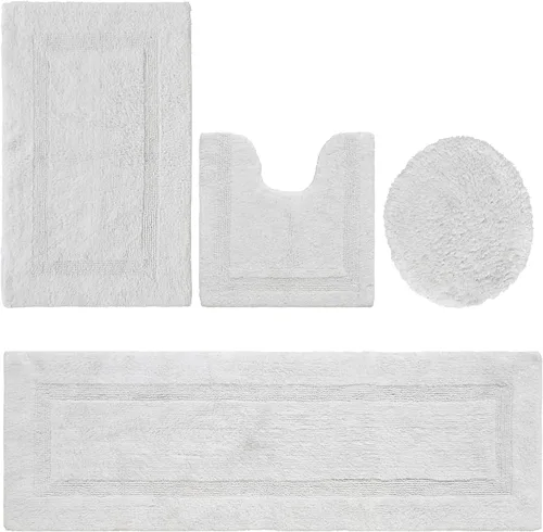 Vista 45 de Better Trends Juego de 4 alfombras de baño de lujo, 100% algodón, suaves, absorbentes de agua, reversibles, lavables a máquina, para decoración