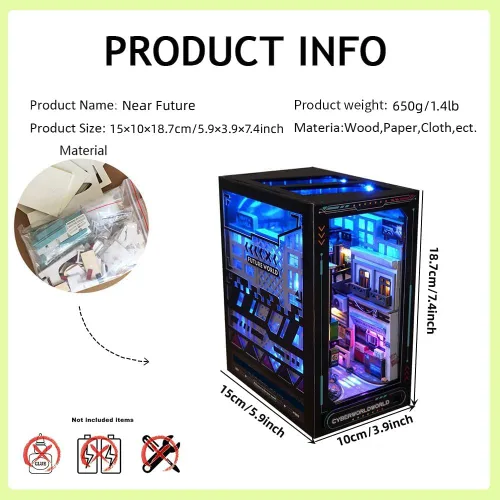 Vista 4 de Soporte de madera 3D para libros, rompecabezas DIY casa de muñecas sujetalibros de madera, kit de construcción modelo de rincón para adolescentes