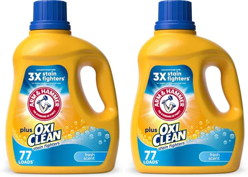 Vista 13 de ARM & HAMMER Plus OxiClean Ultra Stain Fighters - Detergente líquido para ropa Removedor de manchas para ropa, aroma a prado limpio, 74 cargas