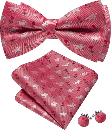 Vista 15 de Barry.Wang Pajarita de Rayas Paisley para Hombre de Seda Preatada Pañuelo de Bolsillo Gemelos Juego Formal Boda Fiesta Graduación