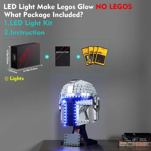 Vista 5 de VONADO Luz LED de control de luz compatible con LEGO The Mandalorian Helmet 75328 (solo luces, sin modelos), kit de iluminación creativo, accesorios