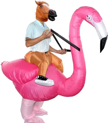 Vista 4 de Disfraces inflables de Halloween de flamenco para cosplay, disfraces inflables para adultos y niños, talla L