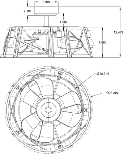 Vista 6 de Parrot Uncle Ventiladores de techo con luces y control remoto sin aspas, ventilador de techo con luz para dormitorio, ventiladores de techo