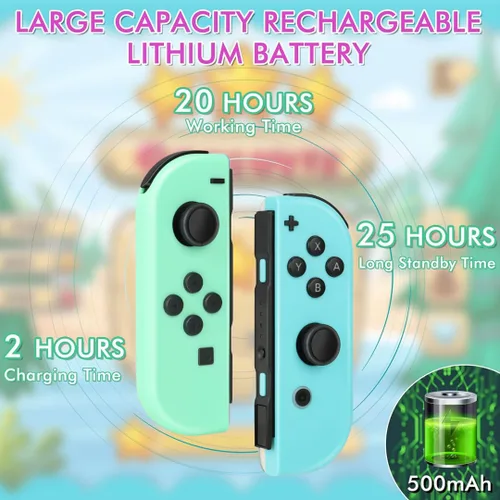 Vista 2 de XIBALAN Joypad for Switch, Replacement for Switch Controllers Joypad, Upgraded Switch Joypad with Dual VibrationWake-upScreenshot,Green and Blue