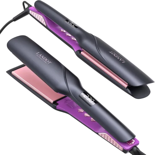 Vista 8 de LANDOT Plancha de pelo de 1 pulgada, cerámica iónica, doble voltaje