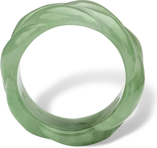 Vista 2 de PalmBeach Genuine Green Jade Braided Eternity Ring Sizes 6-12