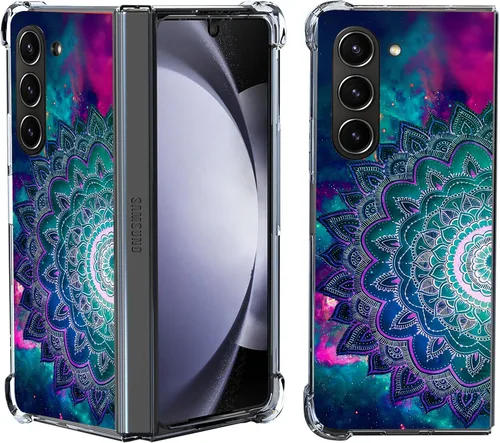 Vista 16 de Funda para Galaxy Z Fold 5, protección contra caídas de mandala de león colorido, a prueba de golpes, de cuerpo completo, resistente a los arañazos