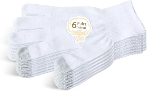 Vista 9 de Evridwear Guantes de algodón hidratantes unisex con puntas de dedos táctiles para eczema, cosmética, manos secas, terapia para piel sensible e