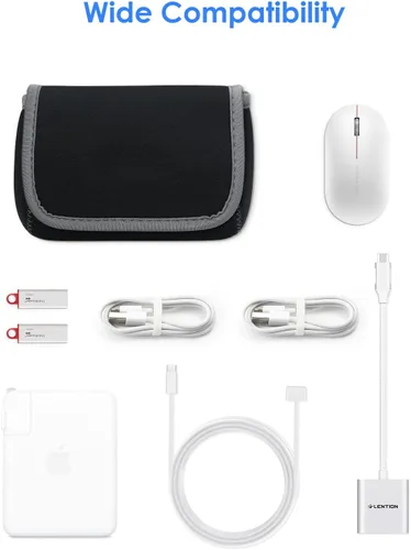 Vista 5 de LENTION Funda de almacenamiento mediana Tech para accesorios, laptop, MacBook, adaptador de corriente, mouse inalámbrico, cargadores de iPhone, Gris