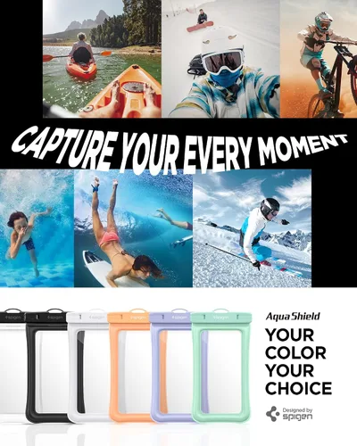 Vista 7 de Spigen AquaShield - Bolsa flotante universal impermeable para teléfono, funda impermeable para teléfono, fundas protectoras de PVC con IPX8 A610