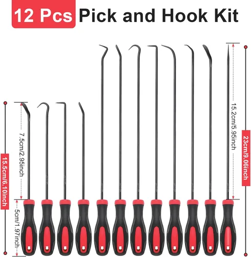 Vista 2 de Keze Juego de herramientas de 12 piezas de púas y ganchos, incluye kit de herramientas de precisión larga y mini, para sello de aceite de automóvil