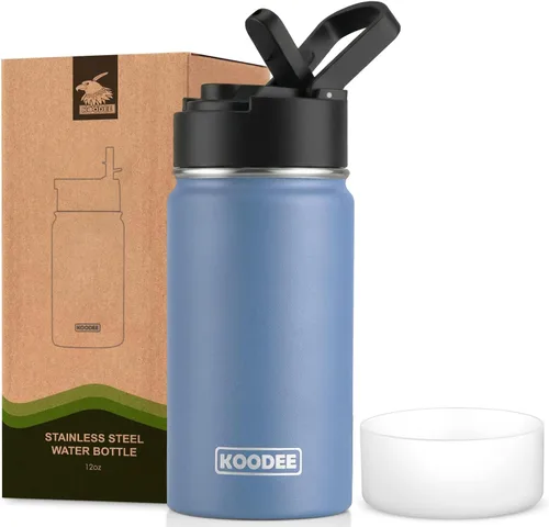 Vista 41 de koodee Botella de agua para niños, botella de agua de acero inoxidable de 12 onzas con aislamiento al vacío para la escuela, botella de agua de boca