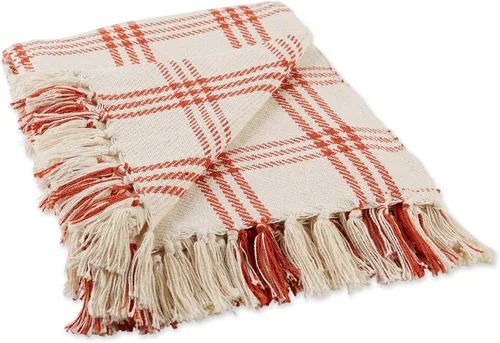Vista 10 de DII Modern Farmhouse Plaid Collection - Manta de algodón con flecos, 50 x 60 pulgadas, color blanco/verde antiguo