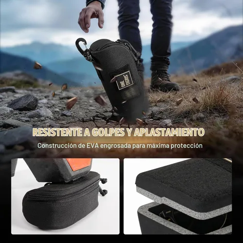 Vista 4 de OneTigris Estuche táctico para anteojos con cremallera Molle, funda para gafas de sol de 1000D de nailon con clip Negro
