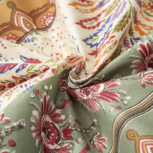 Vista 6 de DaDalogy Bedding - Sábana encimera botánica floral solo con 2 fundas de almohada, patrón de filigrana de cachemira cheurón bohemio, colorido, rojo