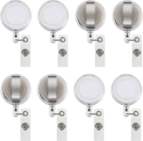 Vista 11 de JANYUN 50 Piezas Clips Retráctiles de Carrete de Insignias Portador para Colgar Tarjeta de Identificación Nombre Llavero (Negro)