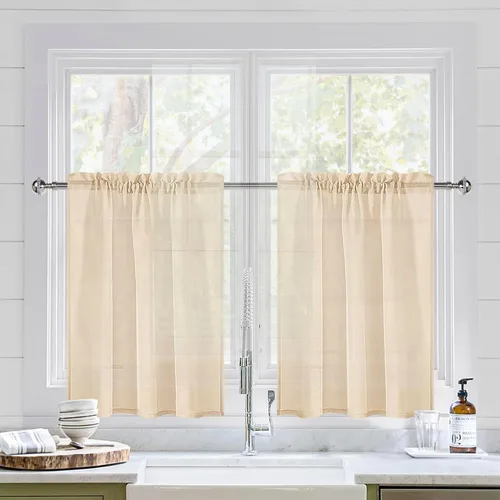 Vista 136 de DWCN Cortinas Transparentes Aqua de Voile Semitransparente con Bolsillo para Barra para Dormitorio y Sala de Estar, 36 x 36 pulgadas de Largo, Juego