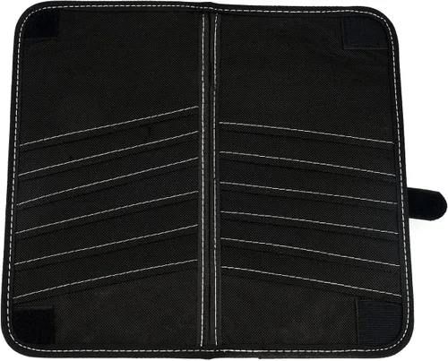 Vista 8 de Organizador para parabrisas de coche Aturmon, estuche de almacenamiento para 14 CD, negro, tela no tejida y cuero PU, plegable, 12.5 x 6.1 x 0.4