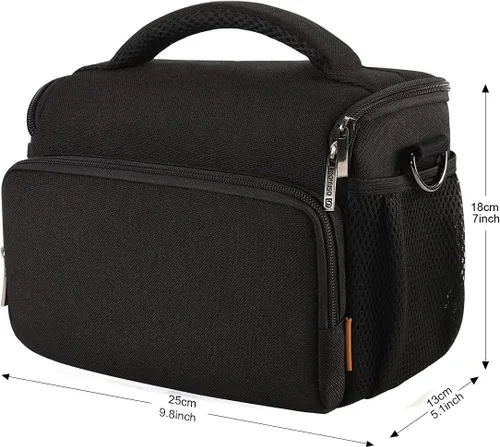 Vista 2 de DOMISO Bolsa para cámara Bolsa de hombro resistente al agua, color negro Bolsa portátil multifunción para fotografía, DSLR/SLR/SLR/sin espejo