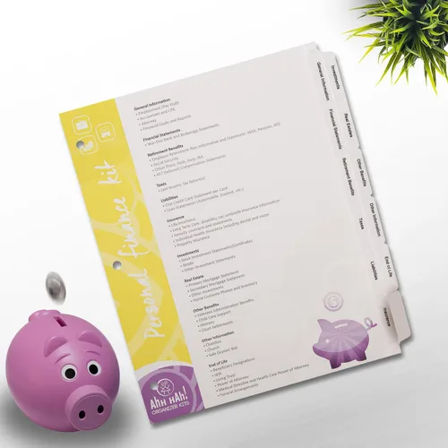 Vista 2 de Ahh Hah! Kit organizador - Finanzas personales: pestañas de índice para carpeta de tres anillos con cubierta (no incluye carpeta)