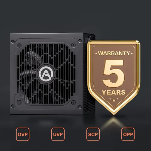 Vista 5 de ARESGAME Fuente de alimentación AGV Series 650W, certificado 80 Plus Bronze, fuente de alimentación no modular, garantía de 5 años
