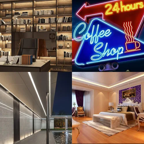 Vista 8 de DC12V 6500K - Cuerda de luz LED de neón de silicona blanca, impermeable para decoración de interiores y exteriores, letrero de bricolaje de 16.4 ft