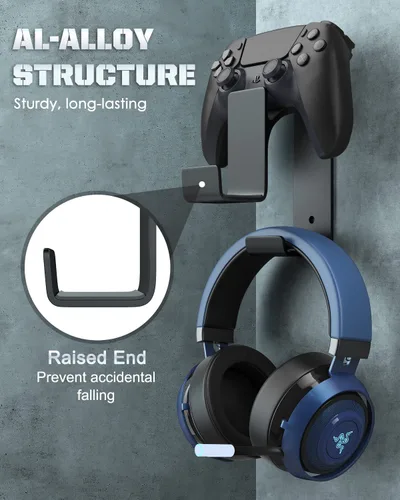 Vista 3 de MoKo Controller Holder, Dual Gamepad Controller & Headphone Hanger for Xbox One, Xbox 360, PS3, PS4, PS5, PC, STEAM, SwitchWall Mount Stand for All