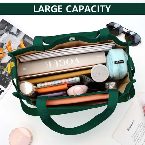 Vista 4 de Corduroy Tote Bag for Women Small Satchel Bag Mini Tote Bag Aesthetic Crossbody Bag Handbag - Work Travel Shopping