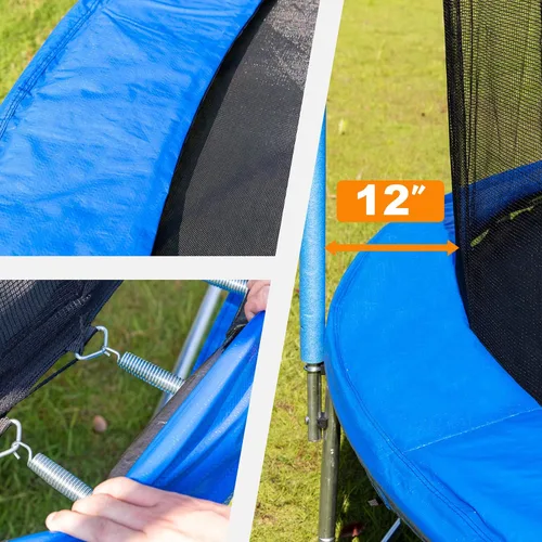 Vista 4 de Trampolín para exteriores de 1500 libras y 16 pies con red de seguridad, trampolín recreativo resistente para patio trasero para niños y adultos
