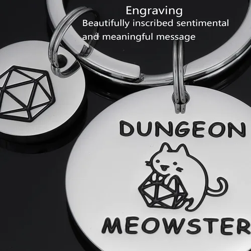 Vista 3 de HUTIMY Dungeons and Dragons, regalos para hombres, mujeres, adultos, él, divertido y único para marido, mazmorra D N D, joyería Dnd llavero, Acero