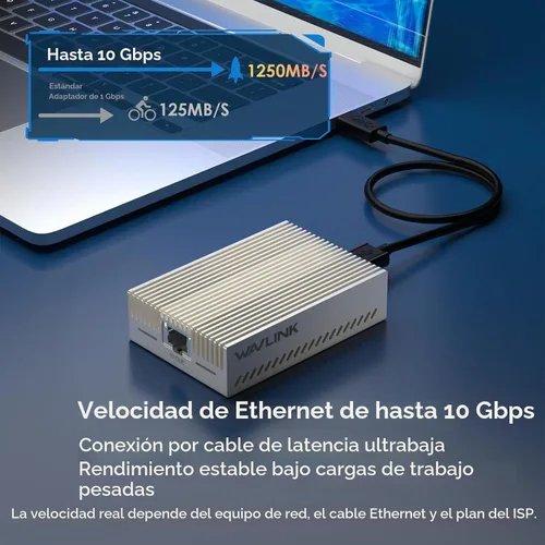 Vista 3 de WAVLINK Adaptador Ethernet USB4 a 10Gbps, adaptador de red Ethernet USB-C a 10G con chip AQC113, compatible con Thunderbolt 3/4/5 y USB4, para Mac