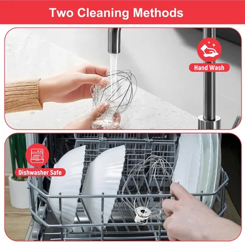 Vista 5 de Batidor de acero inoxidable K5A para mezclador de soporte elevador KitchenAid de 5 cuartos de galón 18/8 Stainless Steel, Dishwasher Safe, Heavy